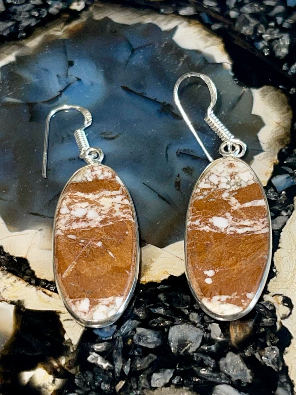 Wild Horse Jasper Magnesite Earrings 2” - Picture 5 of 16